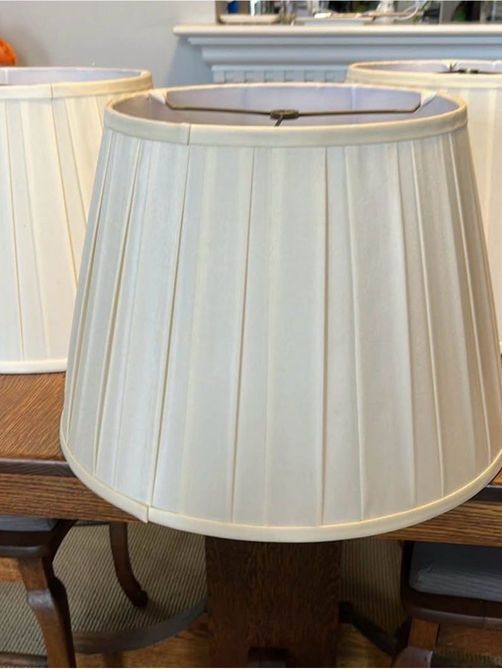 Restoration Hardware Ivory Pleated Silk Lamp Shades- Set of 3